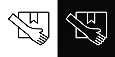 Hand holding box icon Graphic vector set for ui design