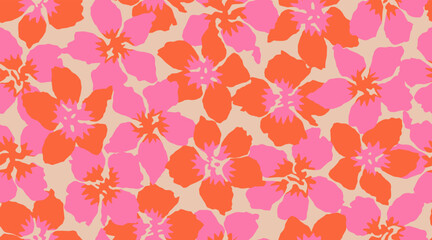 Exotic hand drawn flowers, seamless patterns with floral for fabric, textiles, clothing, wrapping paper, cover, banner, home decor, abstract backgrounds.