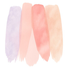 Watercolor brush strokes in pastel lavender pink coral cream colors for artistic design branding projects