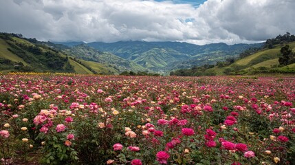 Obraz premium Rose field landscape view