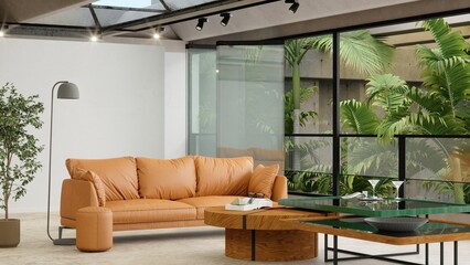 Outdoor Terrace Orange Seating Area