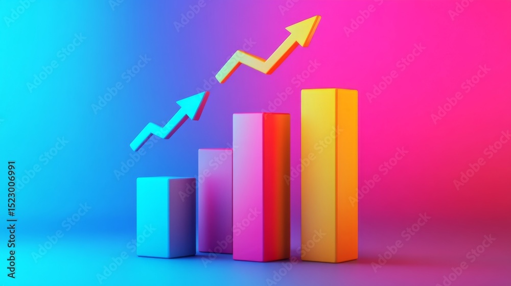 Aufkleber a creative d bar graph design featuring bars shaped like arrows, pointing upward against a gradient 