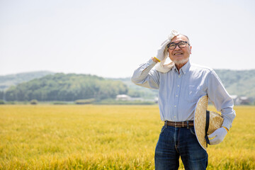 熱中症、農業、暑さに苦しむ日本人シニア男性　