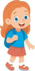 Happy Schoolgirl with Backpack Illustration of a cheerful girl ready for class