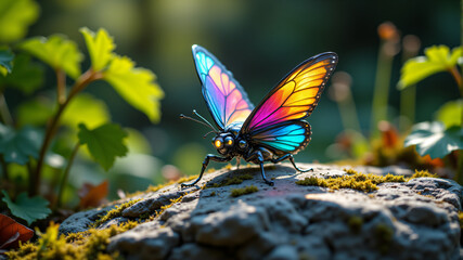 Vibrant Butterfly on Rock