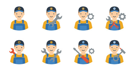 Collection of Cartoon Mechanic Icons