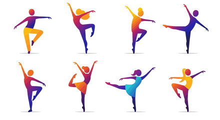 Colorful Ballet Dancers in Graceful Poses and Dynamic Movements © tere