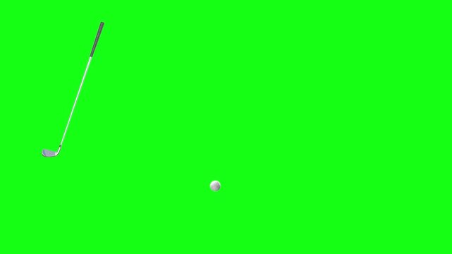 Golf club Iron hits golf ball at right angle