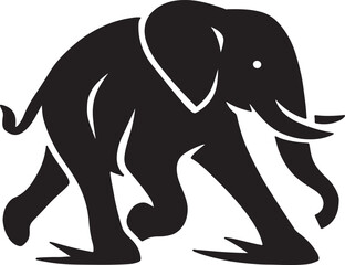 Wild mammal elephant silhouette vector illustration with a fun cartoon baby elephant design