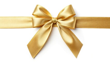 Fototapeta premium Elegant gold satin ribbon bow isolated white background