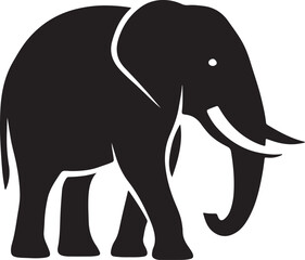 Fun cartoon elephant silhouette vector illustration with a cute baby trunk design for wild animal clip art