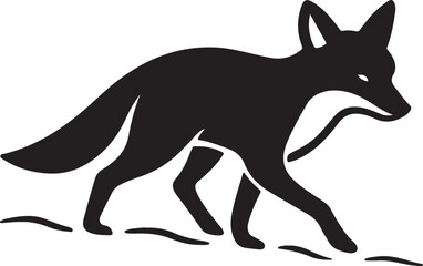 Black wild wolf and fox animal silhouettes vector illustration
