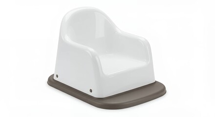 White childrens plastic chair isolated on white background