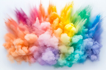 Colorful rainbow powder exploding, creating a vibrant cloud of colors