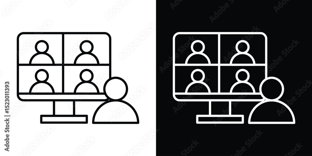 Canvas Prints online meeting icon graphic vector set for ui design