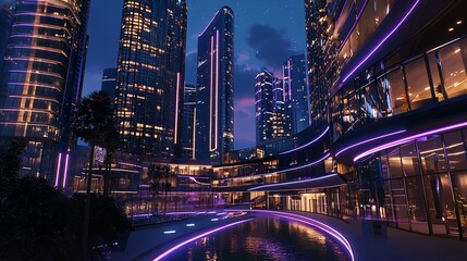 Fototapeta premium Scenic Night View of Modern Residential Architecture
