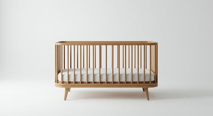 Light oak crib against white background