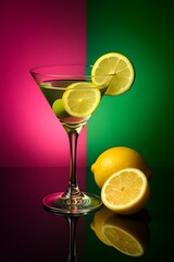 cocktail with lemon and lime