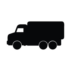 Silhouette of truck black flat icon Silhouette vector design. 