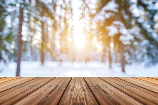 empty wooden table in summer park