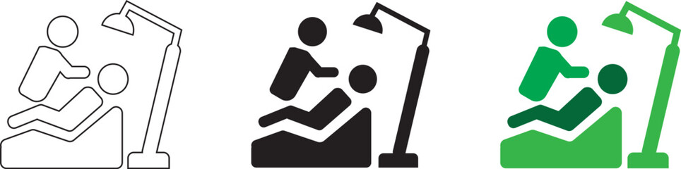 dental chair icon vector illustration outline style design. isolated on white background