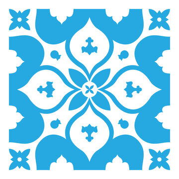Ornate Blue Floral Tile &ndash; Oriental Pattern for Home Decor
