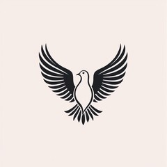 Fototapeta premium Stylized black and white dove with outstretched wings