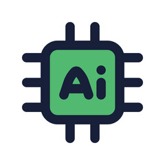 ai chip flat line icon