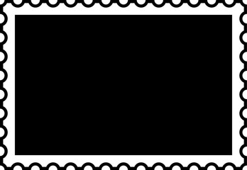 Stamp shape frame silhouette isolated.
Postage stamp border black outline vector.
Transparent background.