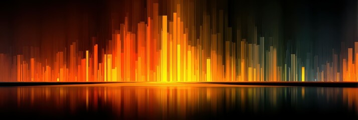 Vibrant sound wave visualization with gradient colors ranging from yellow to orange and black background