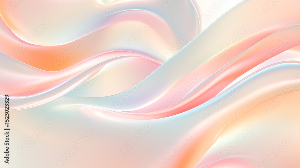 Poster soft, pastel-colored lines forming gentle curves and waves on a white background, creating a light a