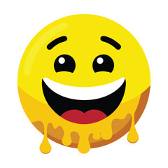 Happy yellow smiley face cartoon vector icon.