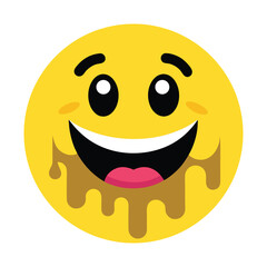 a smiling yellow emoticon it has big round.