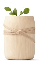 Beige Bamboo Packaging Sleeve Mockup with Green Leaves