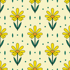 Seamless yellow flower pattern background.