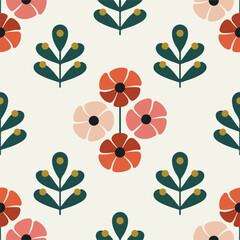 Retro floral seamless pattern background.