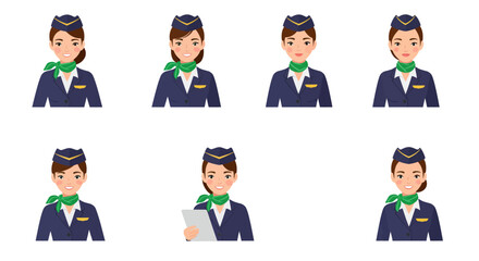 Six Smiling Air Hostesses in Uniform