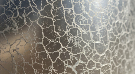 Abstract Cracks On Metallic Surface Creating Unique Geometric Texture