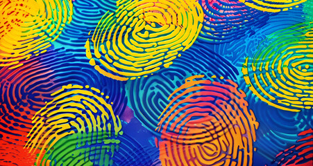 Obraz premium Kolorowa abstrakcja z odciskami palców – sztuka, tożsamość i kreatywność