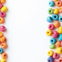 Colorful Mini Snack Border Arranged on White Background with Various Colors