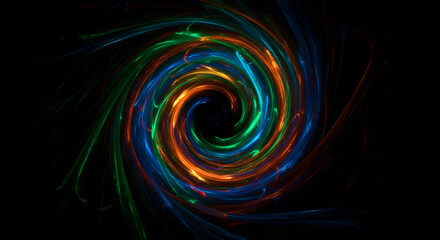 Vibrant Energy Spiral with Dark Background for Dynamic Visuals