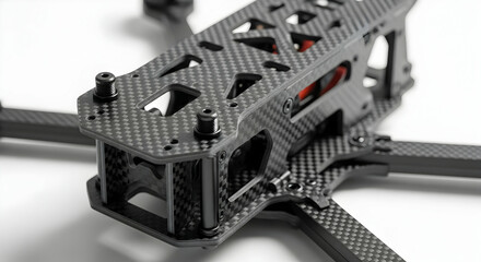 Close Up of a Carbon Fiber Drone Frame With Clean Lines and Minimalism
