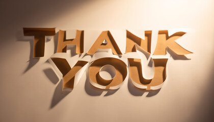 Creative paper cutout art expresses gratitude on a textured wall