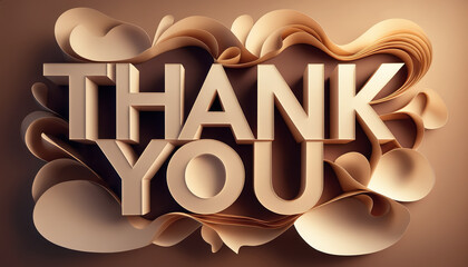 Creative paper cut style thank you message in warm tones