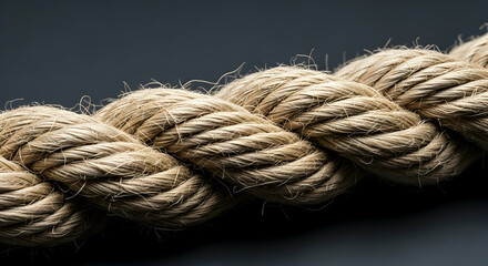 Braided Jute Rope Showing Rustic Texture and Strong Knot on Neutral Backdrop