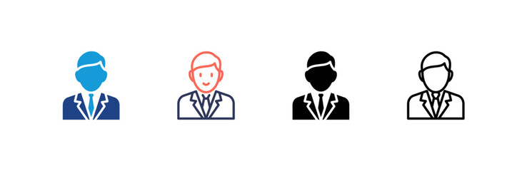 Businessman icon set multiple style collection