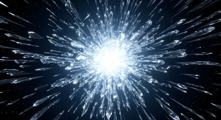 Fototapeta premium Shattered Crystal Explosion Radiating From A Central Luminous Point