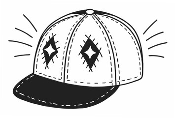 black and white hat on white