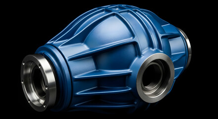 Shiny Blue Car Differential Housing Part Showcasing Precision Engineering