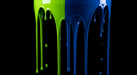 Fluidity In Vivid Colors Abstract Paint Drips on a Dark Canvas